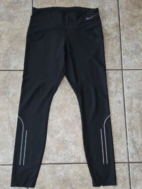 Nike Black Tights with Reflective Gray Accents